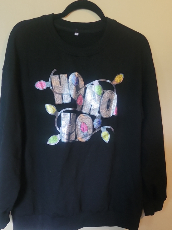 Amazon Tops - Black Holiday Sweatshirt with Sparkle "Ho Ho Ho" Lights